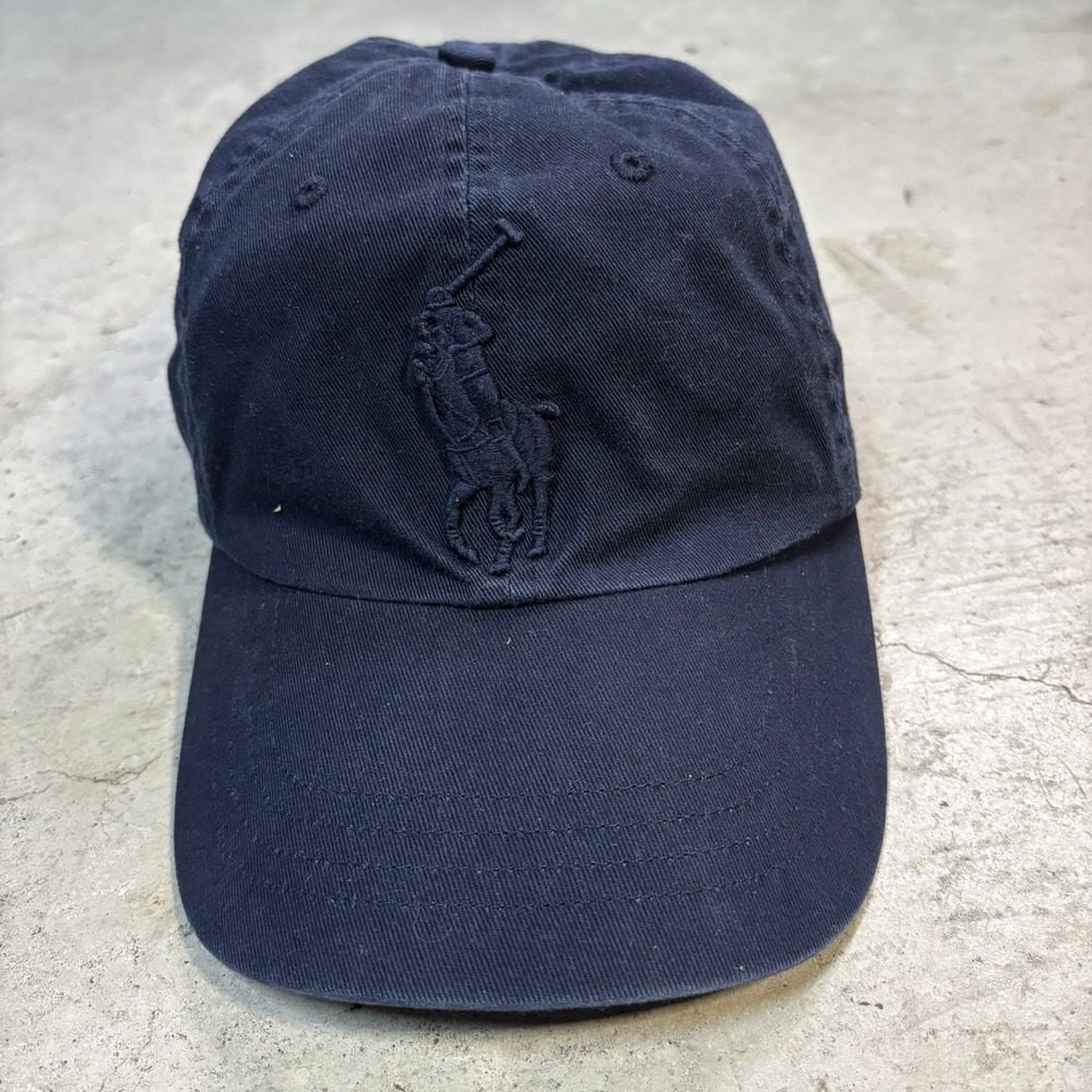 Polo Ralph Lauren Big Pony Chino Baseball Cap Hat Black #3 Adjustable One Size